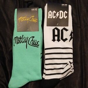 Motley Crue and AC/DC Men's Socks Set - Green and Black/White